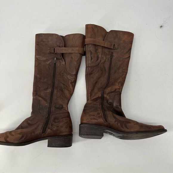 Matisse Brown “Creed”‎ Embossed Western Leather Riding Boots - Picture 2 of 3